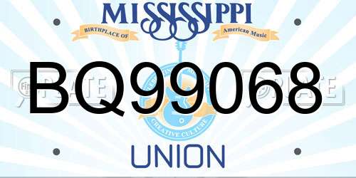 BQ99068 Mississippi License Plate