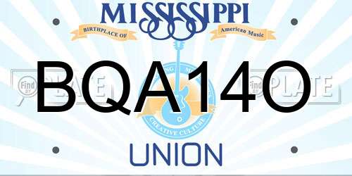 BQA14O Mississippi License Plate