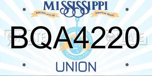 BQA4220 Mississippi License Plate