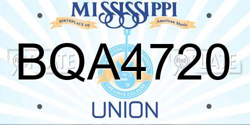 BQA4720 Mississippi License Plate