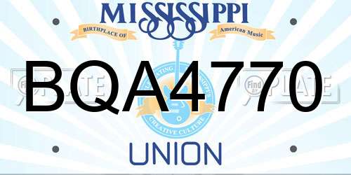 BQA4770 Mississippi License Plate
