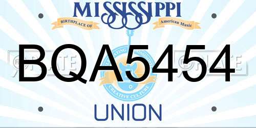 BQA5454 Mississippi License Plate
