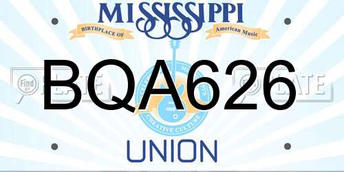 BQA626 Mississippi License Plate