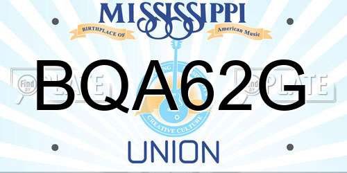 BQA62G Mississippi License Plate