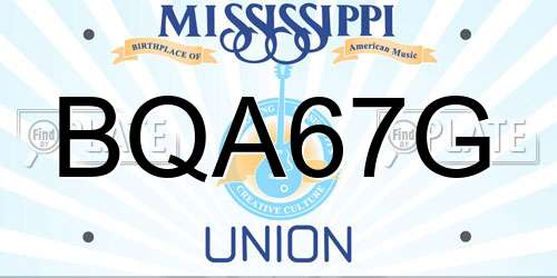 BQA67G Mississippi License Plate