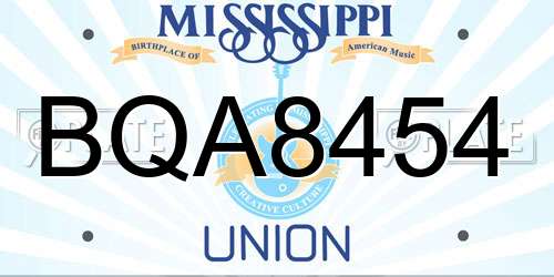 BQA8454 Mississippi License Plate
