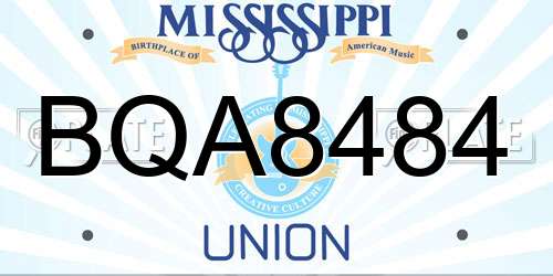 BQA8484 Mississippi License Plate