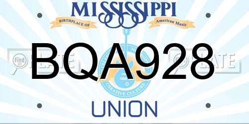 BQA928 Mississippi License Plate