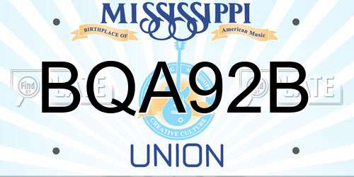 BQA92B Mississippi License Plate