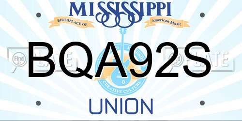 BQA92S Mississippi License Plate