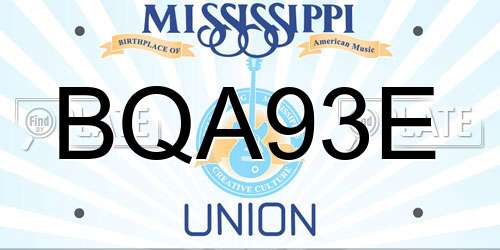 BQA93E Mississippi License Plate