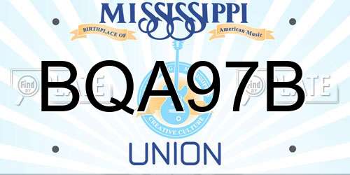 BQA97B Mississippi License Plate