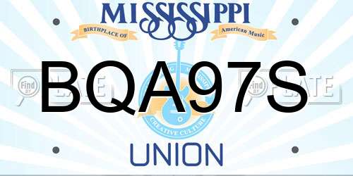 BQA97S Mississippi License Plate