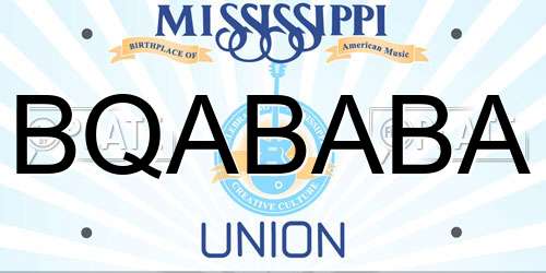 BQABABA Mississippi License Plate