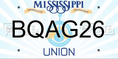 BQAG26 Mississippi License Plate