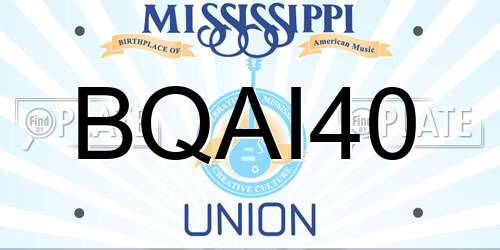 BQAI40 Mississippi License Plate