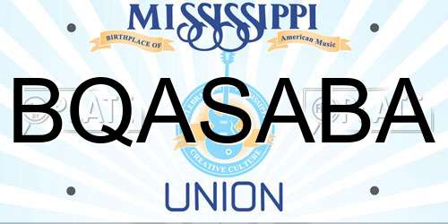BQASABA Mississippi License Plate