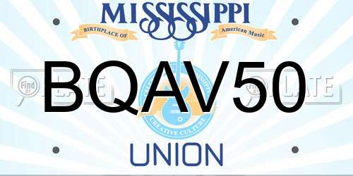 BQAV50 Mississippi License Plate