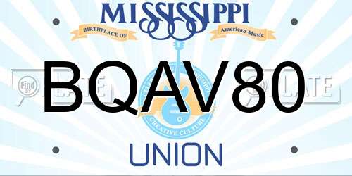 BQAV80 Mississippi License Plate