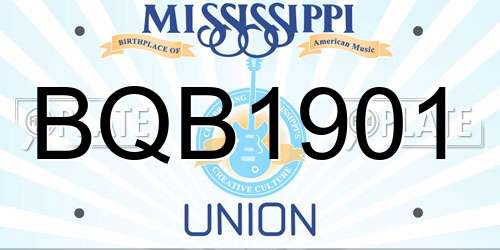BQB1901 Mississippi License Plate