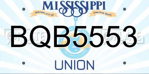 BQB5553 Mississippi License Plate