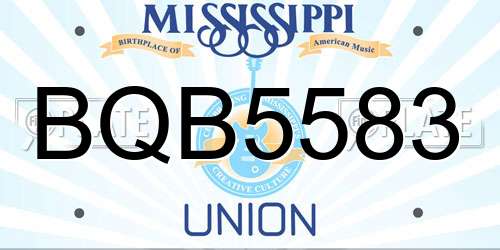 BQB5583 Mississippi License Plate