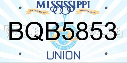 BQB5853 Mississippi License Plate