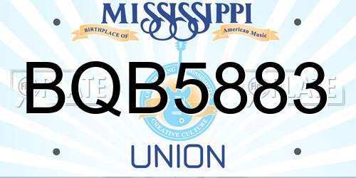 BQB5883 Mississippi License Plate