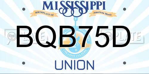 BQB75D Mississippi License Plate