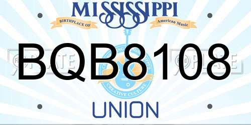 BQB8108 Mississippi License Plate