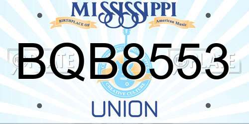 BQB8553 Mississippi License Plate
