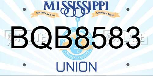 BQB8583 Mississippi License Plate
