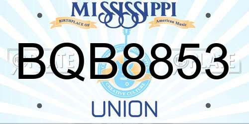 BQB8853 Mississippi License Plate