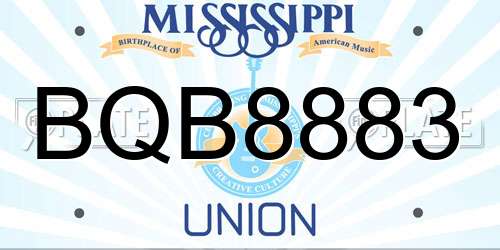 BQB8883 Mississippi License Plate