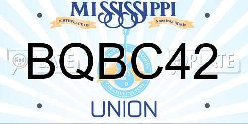 BQBC42 Mississippi License Plate