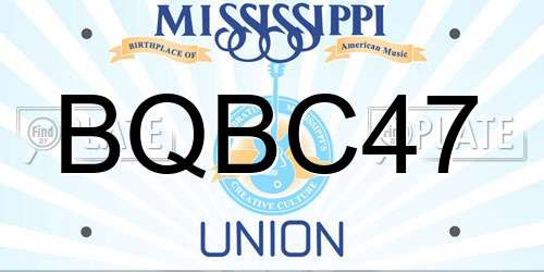 BQBC47 Mississippi License Plate