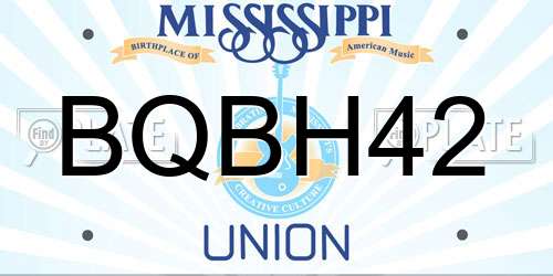BQBH42 Mississippi License Plate