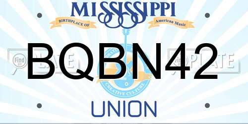 BQBN42 Mississippi License Plate