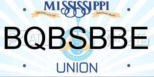 BQBSBBE Mississippi License Plate