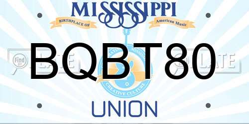 BQBT80 Mississippi License Plate