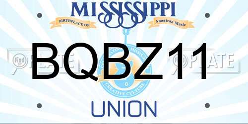 BQBZ11 Mississippi License Plate