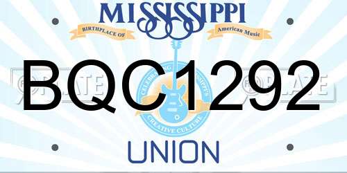 BQC1292 Mississippi License Plate