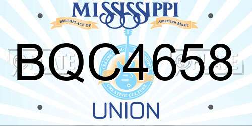 BQC4658 Mississippi License Plate