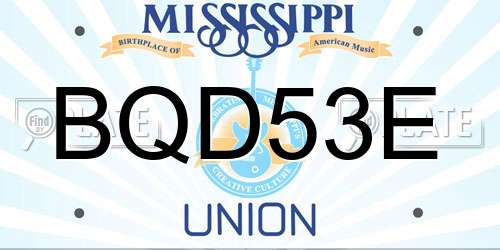 BQD53E Mississippi License Plate
