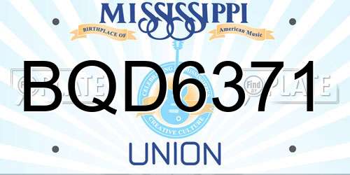 BQD6371 Mississippi License Plate