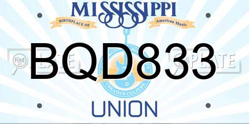 BQD833 Mississippi License Plate