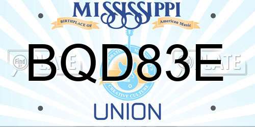 BQD83E Mississippi License Plate