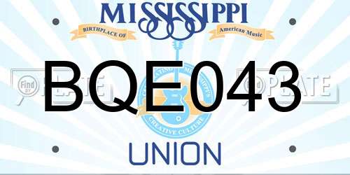 BQE043 Mississippi License Plate