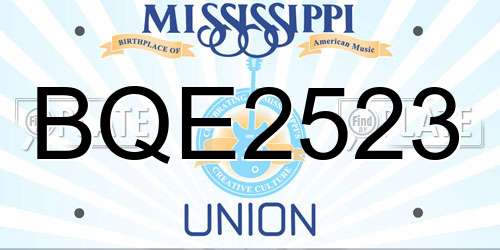 BQE2523 Mississippi License Plate