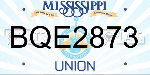BQE2873 Mississippi License Plate